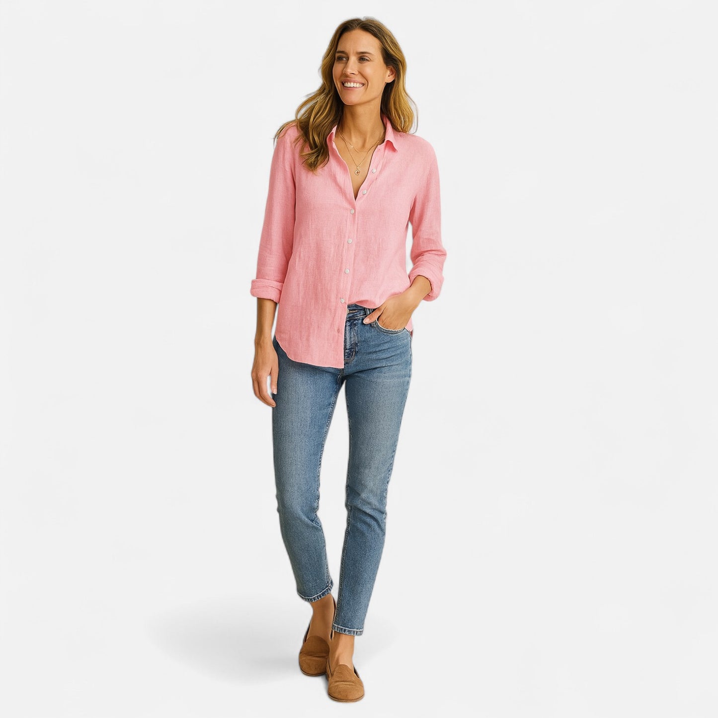 Novaréy | Chemise Femme en Lin à Manches Longues – Élégance Aérienne et Intemporelle