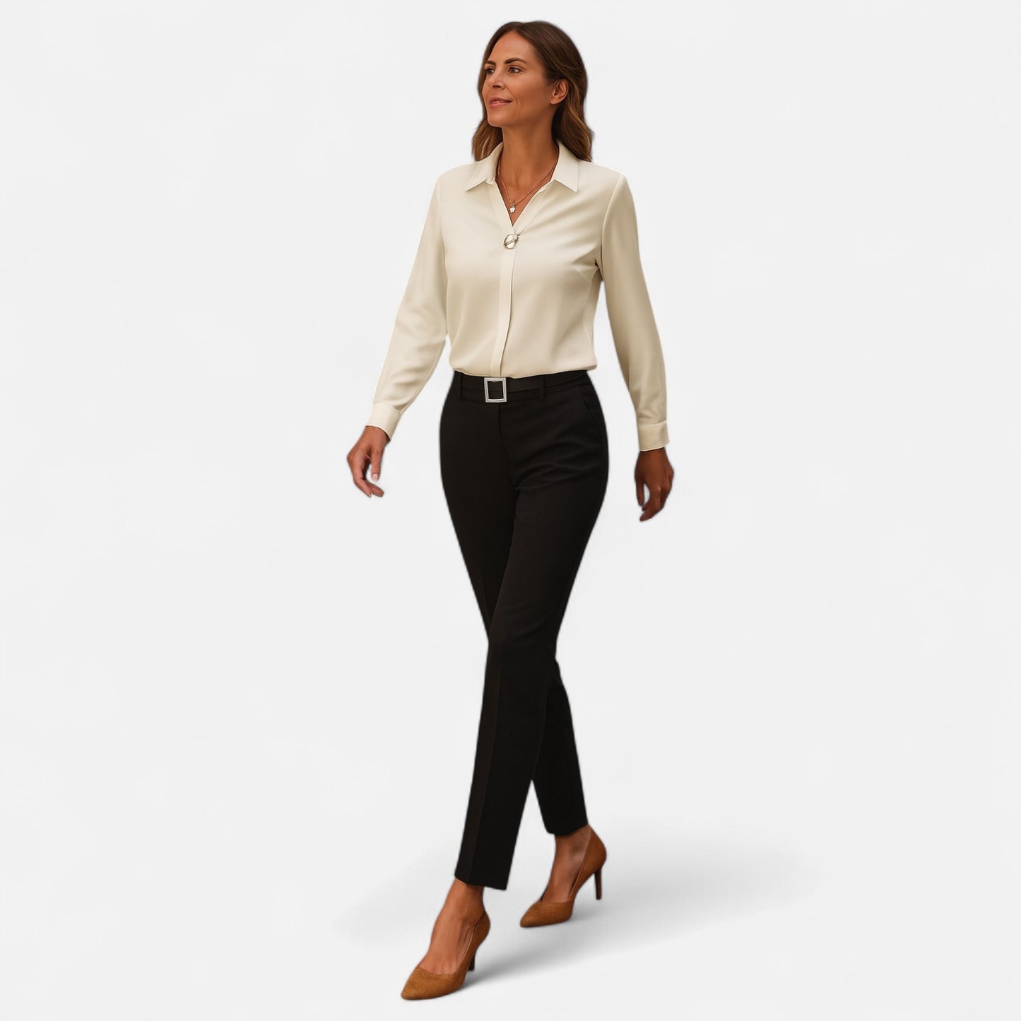 Novaréy | Blouse Élégante à Manches Longues – Détails Boutons Perles et Finesse Intemporelle