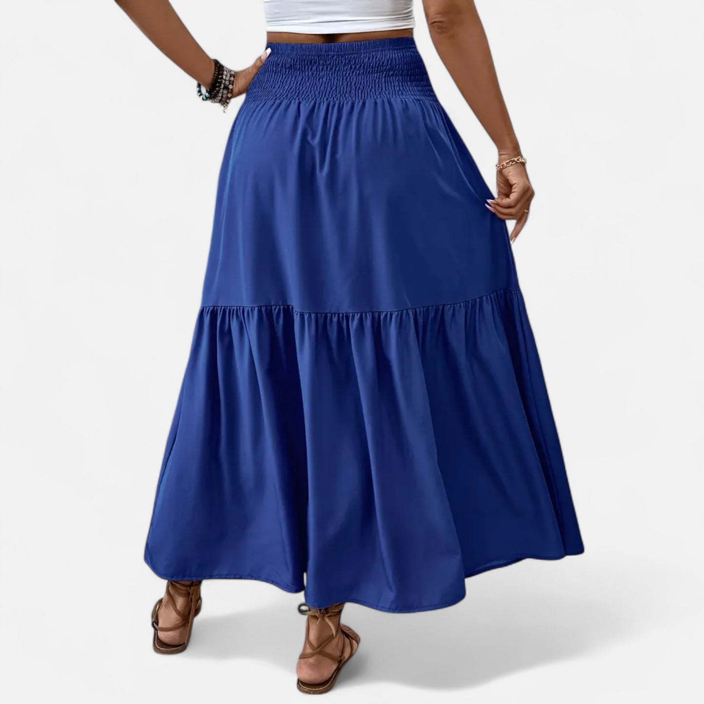 Novaréy | Jupe Fleurie Décontractée Femme – Taille Élastique et Poches Pratiques