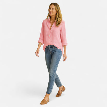 Novaréy | Chemise Femme en Lin à Manches Longues – Élégance Aérienne et Intemporelle